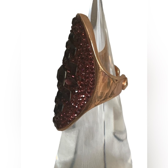 HENRI BENDEL Rose Gold Plated Red Druzy Stone Elongated Woman’s Ring Jewelry - Picture 3 of 9